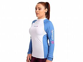 Camiseta Feminina Fishing Co com Recorte - Branco/Cool Blue
