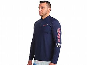 Camiseta Masculina Fishing Co Ziper Ref. 1082 - Marinho UPF50+